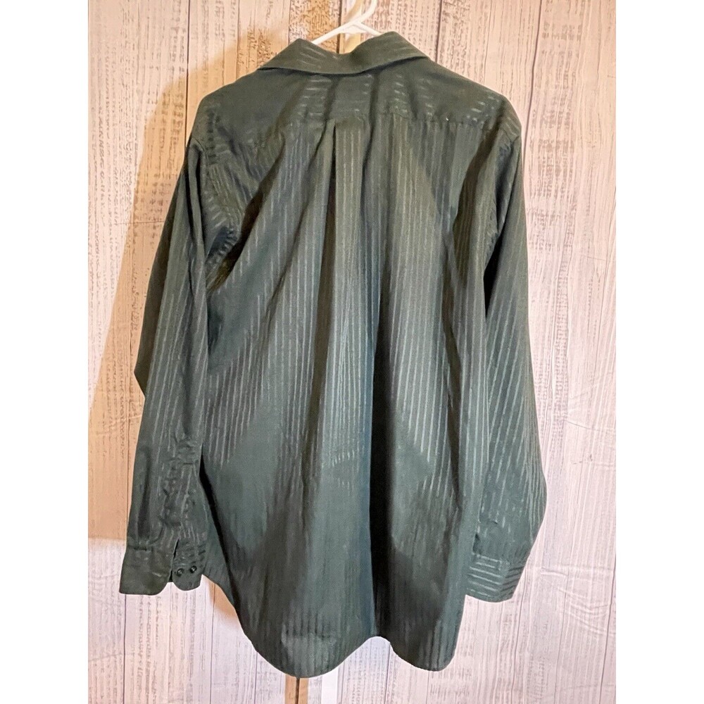 Van Heusen Men’s Dress Shirt Green 16 1/2 34/35 Christmas Satin Stripe - Picture 5 of 5